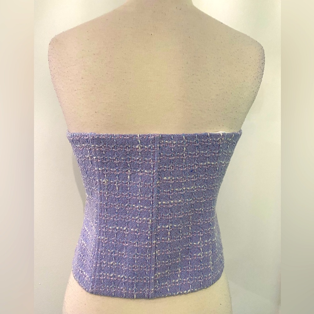 ZARA Gingham Corset Top with Hook/Eye Closure - Size XL - NEW - Picture 4 of 5